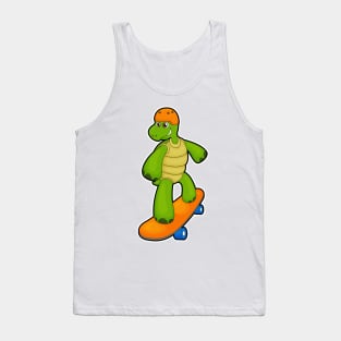 Turtle as Skateboarder with Skateboard & Helmet Tank Top